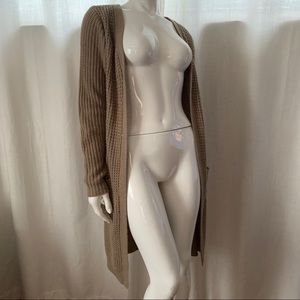 Tan Knit Long Cardigan